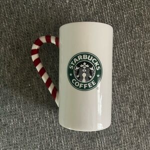 Starbucks White Mug with Red Striped Handle